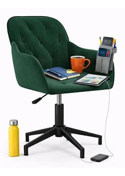 Ciemnozielone obrotowe krzesło biurowe bez kółek R4-E91 ze sklepu Edinos.pl w kategorii Krzesła biurowe - zdjęcie 188715961