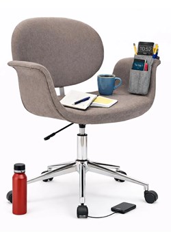 Brązowoszare obrotowe krzesło biurowe B4-G03 ze sklepu Edinos.pl w kategorii Krzesła biurowe - zdjęcie 188715963