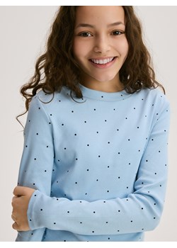 Reserved - Prążkowana koszulka w kropki - niebieski ze sklepu Reserved w kategorii Bluzki dziewczęce - zdjęcie 188718870