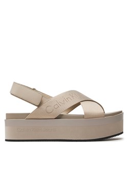 Calvin Klein Jeans Sandały Flatform Sandal Sling In Mr YW0YW01362 Beżowy ze sklepu MODIVO w kategorii Sandały damskie - zdjęcie 188719881
