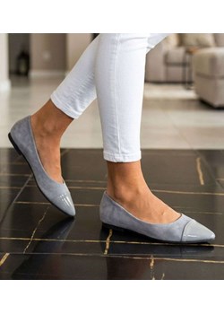 Szare baleriny damskie z zamszu /E1-2 18708 T087/ ze sklepu Pantofelek24.pl w kategorii Balerinki - zdjęcie 188720221