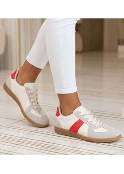Wiązane snekaersy damskie białe wygodne /A3-3 18715 T177/ ze sklepu Pantofelek24.pl w kategorii Trampki damskie - zdjęcie 188720234
