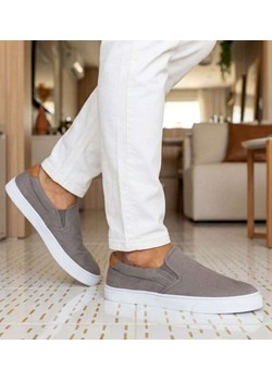 Szaro brązowe męskie trampki slip on /B6-2 16515 T286/ ze sklepu Pantofelek24.pl w kategorii Trampki męskie - zdjęcie 188720253