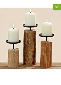 Unbekannt Świeczniki (3 szt.) w kolorze czarno-brązowym ze sklepu Limango Polska w kategorii Świeczniki - zdjęcie 188721373