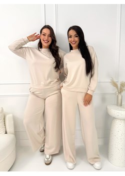 Beżowy Komplet Bluza + Spodnie Wide Leg ze sklepu ModnaKiecka.pl w kategorii Komplety i garnitury damskie - zdjęcie 188721524