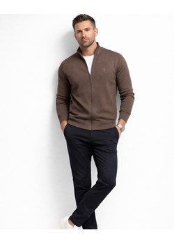 Rozpinany sweter męski z stójką bawełniany ciemny brąz Recea ze sklepu Recea.pl w kategorii Swetry męskie - zdjęcie 188721562