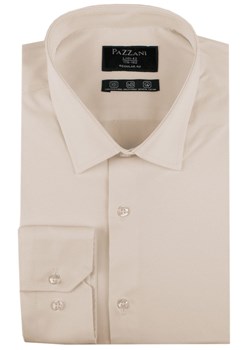 Jednokolorowa, Bawełniana Koszula o Prostym Kroju - Beżowa KSDWPZNIbezowaP012RG ze sklepu JegoSzafa.pl w kategorii Koszule męskie - zdjęcie 188721581