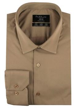 Jednokolorowa, Bawełniana Koszula o Prostym Kroju - Brązowa KSDWPZNIbrazP002RG ze sklepu JegoSzafa.pl w kategorii Koszule męskie - zdjęcie 188721602