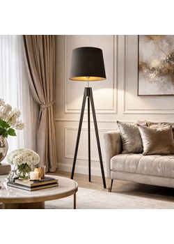 Drewniana lampa stojąca na trójnogu do salonu ARUBA GOLD ze sklepu Lysne w kategorii Lampy podłogowe - zdjęcie 188722203
