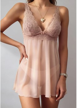 Koszula nocna z koronkową górą - Różowy / S ze sklepu Valetta.pl w kategorii Koszule nocne - zdjęcie 188722502