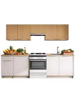 Zestaw mebli kuchennych orzech / kaszmir 240 cm G8-G74 ze sklepu Edinos.pl w kategorii Zestawy mebli kuchennych - zdjęcie 188722942