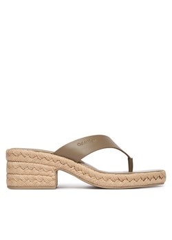 Klapki Calvin Klein Block Heel Espa 50 Thong Lth HW0HW02902 Brązowy ze sklepu eobuwie.pl w kategorii Espadryle damskie - zdjęcie 188723092