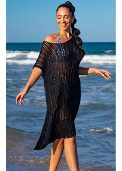 Ażurowa sukienka narzutka w stylu boho czarna Primo 217 x Fobya, Kolor czarny, Rozmiar uniwersalny, Primo ze sklepu Primodo w kategorii Sukienki - zdjęcie 188725980