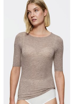 Triumph top damski z krótkim rękawem Beauty Layers 10223053-M003, Kolor beżowy melanż, Rozmiar L, Triumph ze sklepu Intymna w kategorii Bluzki damskie - zdjęcie 188726812