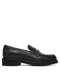 Loafersy Tommy Hilfiger Elettra Penny Leather FW0FW09360 Czarny ze sklepu eobuwie.pl w kategorii Lordsy damskie - zdjęcie 188727562