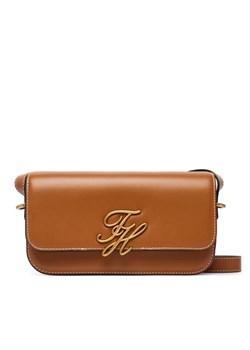 Torebka Tommy Hilfiger Th Script Flap Crossover AW0AW18399 Brązowy ze sklepu eobuwie.pl w kategorii Listonoszki - zdjęcie 188727624