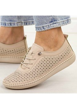 Beżowe ażurowane skórzane półbuty damskie T.Sokolski 2023-1 ze sklepu suzana.pl w kategorii Półbuty damskie - zdjęcie 188729704