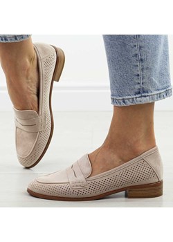 Beżowe zamszowe mokasyny damskie Potocki 12585 ze sklepu suzana.pl w kategorii Mokasyny damskie - zdjęcie 188729724
