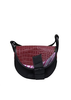 czarno fioletowa  damska torebka skórzana  listonoszka na ramię F ze sklepu Słoń Torbalski w kategorii Listonoszki - zdjęcie 188729843