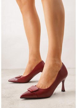 Czerwone Szpilki Ozdobione z Geometryczną Aplikacją Lysastos ze sklepu born2be.pl w kategorii Czółenka - zdjęcie 188730554