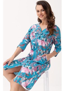 Turkusowy szlafrok damski w kwiaty 392, Kolor turkusowy, Rozmiar M, Luna ze sklepu Primodo w kategorii Szlafroki damskie - zdjęcie 188732881