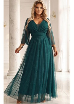 Długa sukienka plus size butelkowa zieleń 654-1, Kolor butelkowa zieleń, Rozmiar one size, NUMOCO BASIC ze sklepu Primodo w kategorii Sukienki - zdjęcie 188732903