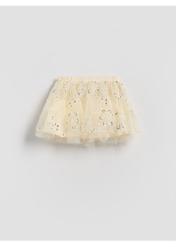 Reserved - Tiulowa spódnica z cekinami - kremowy ze sklepu Reserved w kategorii Sukienki dziewczęce - zdjęcie 188733681