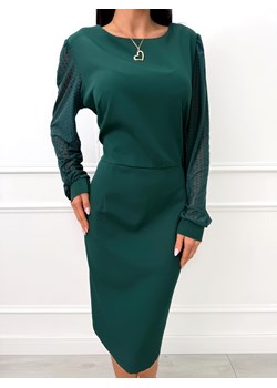 Zielona Sukienka Plus Size z Siateczką na Rękawach ze sklepu ModnaKiecka.pl w kategorii Sukienki - zdjęcie 188746210