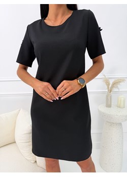 Czarna Klasyczna Sukienka z Rozcięciami na Rękawkach ze sklepu ModnaKiecka.pl w kategorii Sukienki - zdjęcie 188746222