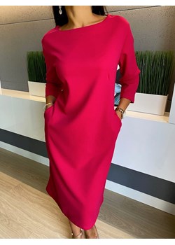 Różowa Sukienka z Kieszeniami ze sklepu ModnaKiecka.pl w kategorii Sukienki - zdjęcie 188746254