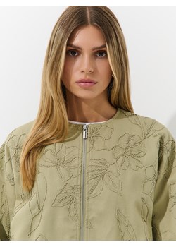 Mohito - Bawełniana kurtka z haftem - oliwkowy ze sklepu Mohito w kategorii Kurtki damskie - zdjęcie 188746293