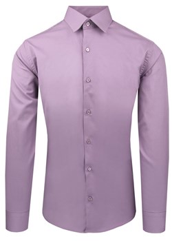 Wrzosowa Koszula Bawełniana o Taliowanym Kroju, Jednokolorowa KSDWPZNIwrzosP004sl ze sklepu JegoSzafa.pl w kategorii Koszule męskie - zdjęcie 188746700