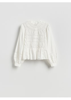 Reserved - Bluzka z ażurowym wzorem - biały ze sklepu Reserved w kategorii Bluzki damskie - zdjęcie 188747153