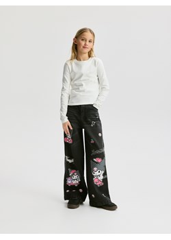 Reserved - Jeansy super wide leg Kuromi - szary ze sklepu Reserved w kategorii Spodnie dziewczęce - zdjęcie 188747161