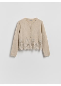 Reserved - Kardigan z koronkowym wykończeniem - beżowy ze sklepu Reserved w kategorii Swetry damskie - zdjęcie 188747412