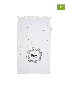 Clayre &amp; Eef Ręczniki (2 szt.) w kolorze biało-czarnym dla gości - 66 x 40 cm ze sklepu Limango Polska w kategorii Ręczniki - zdjęcie 188748091