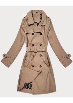 Płaszcz damski typu trencz z paskiem Goodlookin ciemny beżowy (KK60416-4#) ze sklepu goodlookin.pl w kategorii Płaszcze damskie - zdjęcie 188749004