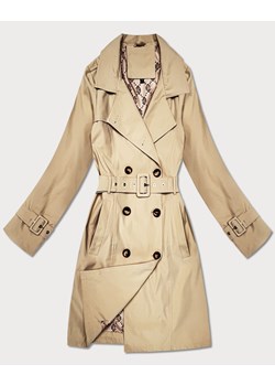 Płaszcz damski typu trencz z paskiem Goodlookin jasny beżowy (KK60417-3#) ze sklepu goodlookin.pl w kategorii Płaszcze damskie - zdjęcie 188749011