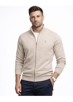 Sweter męski na suwak z stójką bawełniany beżowy Recea ze sklepu Recea.pl w kategorii Swetry męskie - zdjęcie 188749060