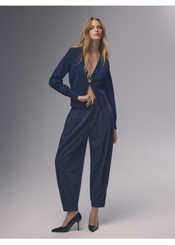 Reserved - Spodnie z domieszką wełny - granatowy ze sklepu Reserved w kategorii Spodnie damskie - zdjęcie 188749471