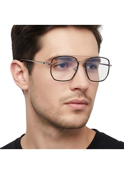 Okulary pilotki zerówki do komputera z filtrem BLUE Light na teleskopach 25121C czarny/srebrny ze sklepu Stylion w kategorii Okulary zerówki męskie - zdjęcie 188753952