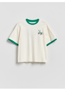 Reserved - Bawełniany t-shirt - złamana biel ze sklepu Reserved w kategorii T-shirty chłopięce - zdjęcie 188754514