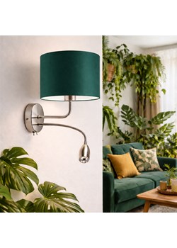 Podwójny kinkiet z regulowanym ramieniem LED CAPRI abażur zieleń butelkowa walec ze sklepu Lysne w kategorii Lampy ścienne - zdjęcie 188754790