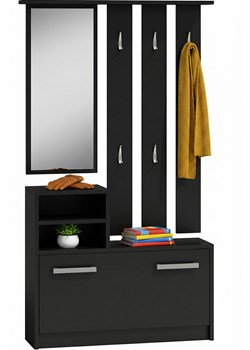Czarny zestaw mebli z lustrem do przedpokoju E8-T94 ze sklepu Edinos.pl w kategorii Zestawy mebli do przedpokoju - zdjęcie 188755242