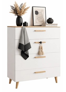 Biała komoda 80 cm z 4 szufladami H4-Z87 ze sklepu Edinos.pl w kategorii Komody - zdjęcie 188755252