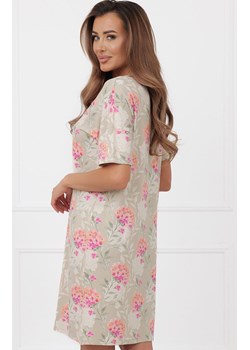 Damska koszula nocna z krótkim rękawem Harmonia, Kolor beżowy-wzór, Rozmiar M, Italian Fashion ze sklepu Primodo w kategorii Koszule nocne - zdjęcie 188756282