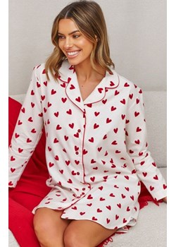 Doctor Nap flanelowa koszula nocna w serca TM.7442.AMOUR, Kolor biało-czerwony, Rozmiar S/M, Doctor Nap ze sklepu Intymna w kategorii Koszule nocne - zdjęcie 188756964