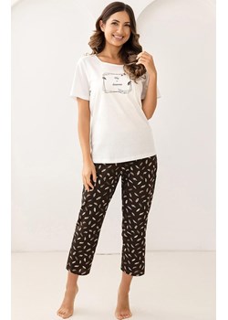 Bawełniana piżama damska ecru 733, Kolor ecru-brązowy, Rozmiar M, Regina ze sklepu Intymna w kategorii Piżamy damskie - zdjęcie 188757073