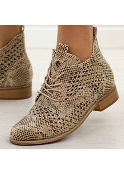 Złote wąż ażurowe botki damskie Potocki 12091 ze sklepu suzana.pl w kategorii Botki - zdjęcie 188759282