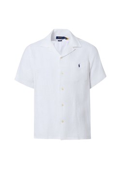 Polo Ralph Lauren Męska koszula lniana z krótkim rękawem Mężczyźni Regular Fit len (100%) biały jednolity ze sklepu vangraaf w kategorii Koszule męskie - zdjęcie 188759353